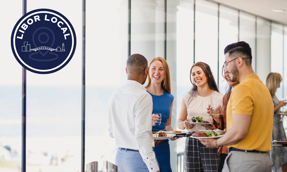 professionals networking with food